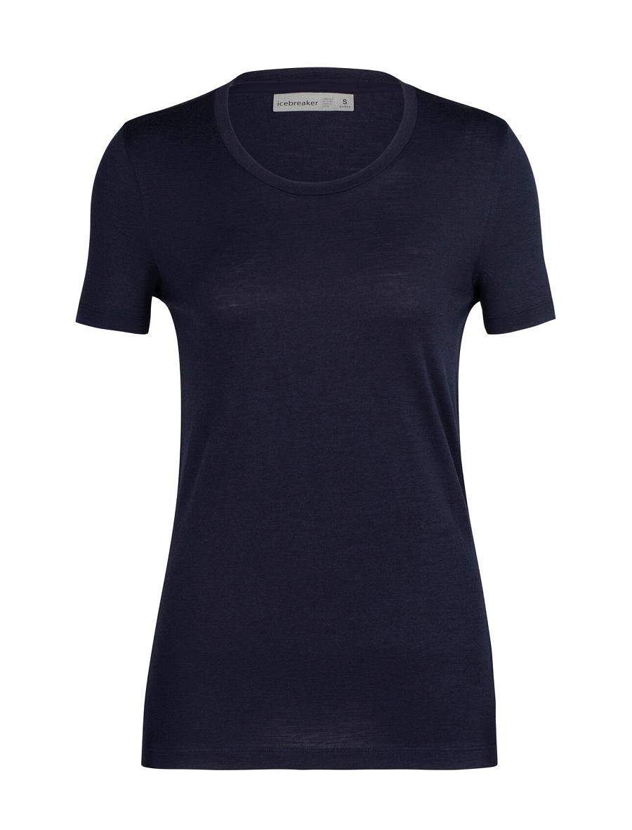 Midnight Navy Women's Icebreaker Merino Tech Lite II Short Sleeve T Shirts | USA 1577NWYB